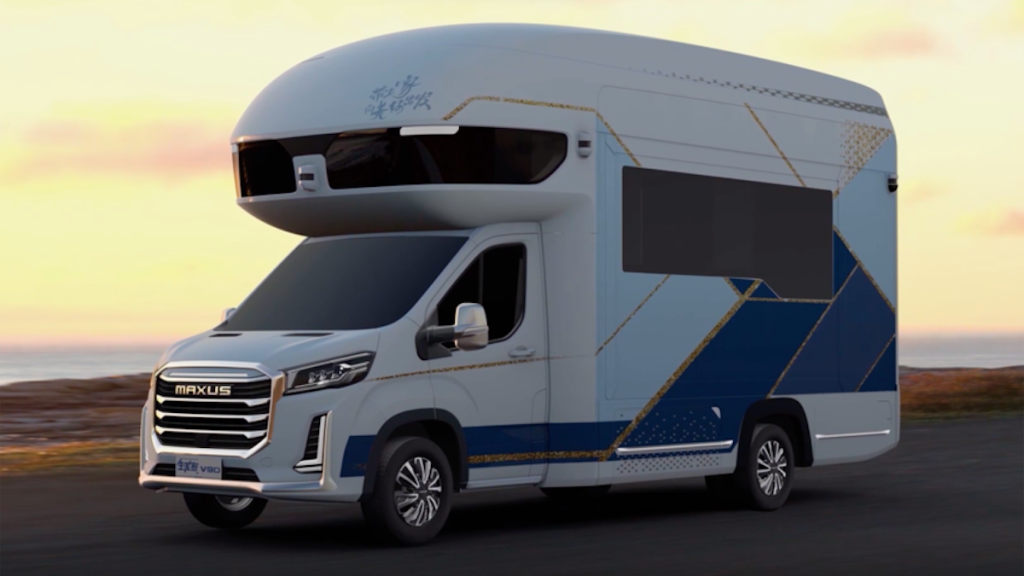 The SAIC Maxus Life Home V90 Villa Edition camper fully opened up