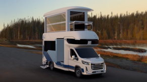 The SAIC Maxus Life Home V90 Villa Edition camper fully opened up