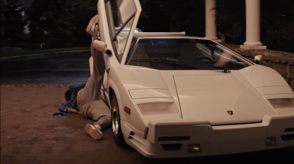 An image of the Lamborghini Countach destroyed for the Wolf of Wall Street movie.