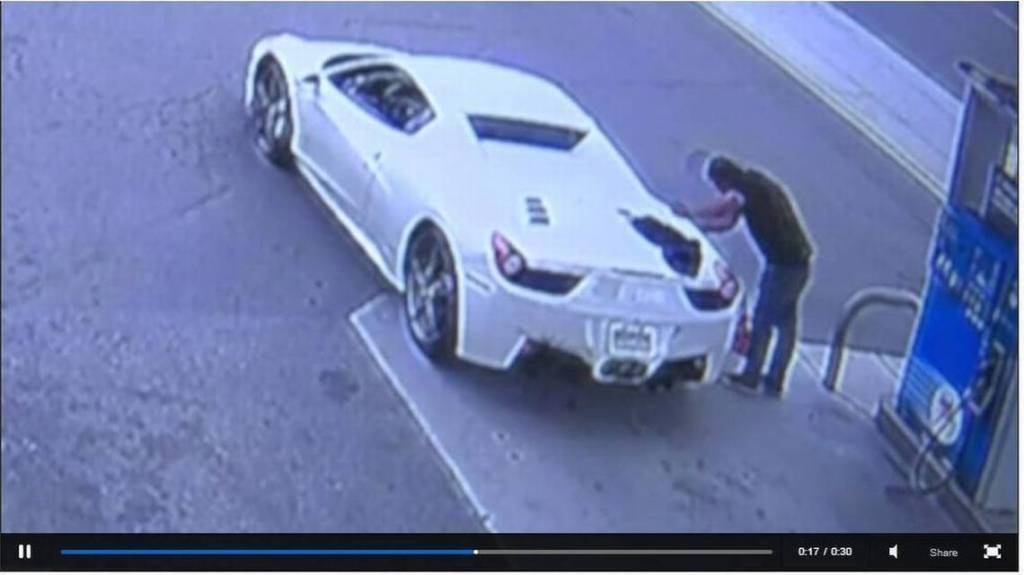 White 2015 Ferrari 458 thief gets caught at gas station