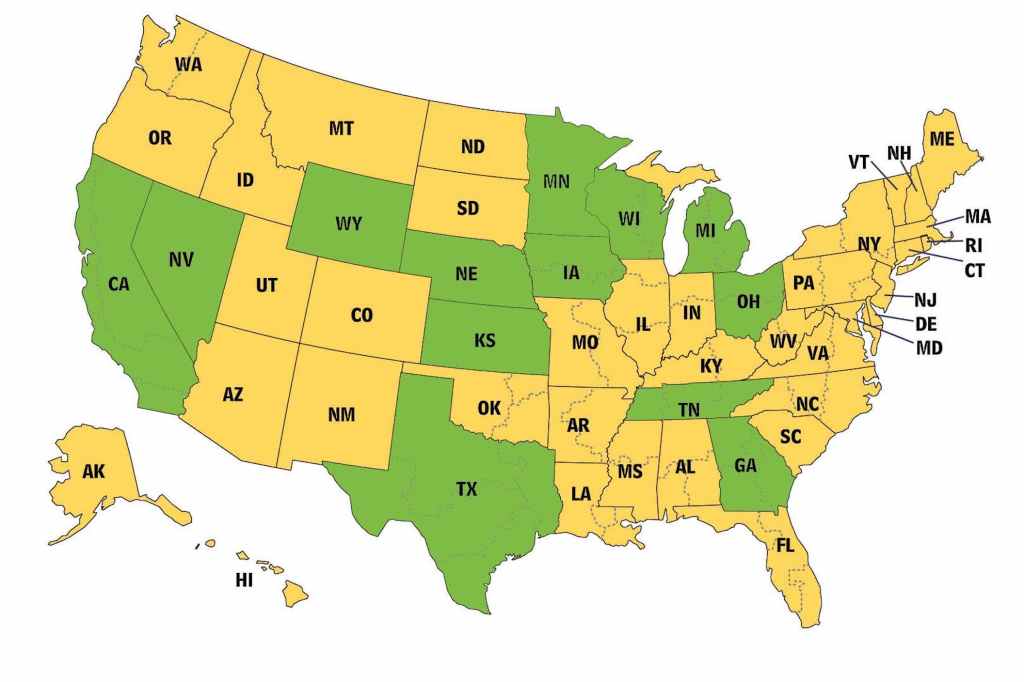 map of the US that shows the 13 states where H Class licenses are legal