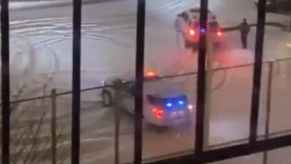 NYPD rip donuts during snow storm in NYC