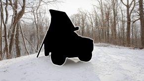 a modified profile photo of the mountain state overland 4runner build in the snow