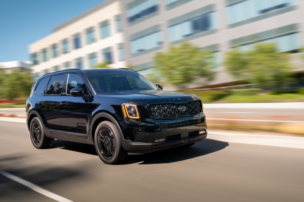 A blacked-out 2021 Kia Telluride with the Nightfall edition