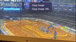sitting in the press box of the 2021 AMA Supercross race in arlington TX