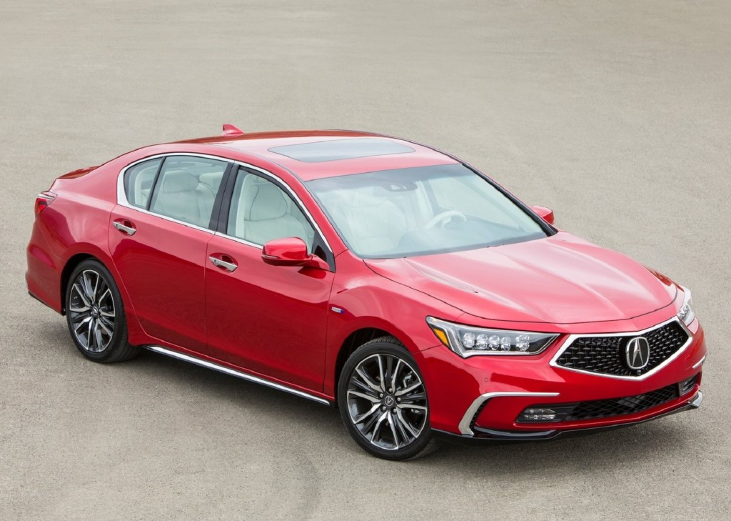 A red 2018 Acura RLX Hybrid