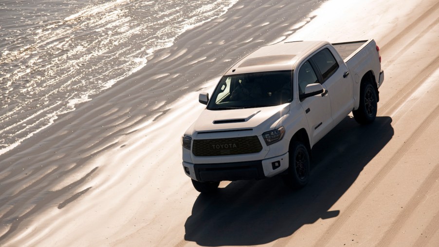 The 2019 Toyota Tundra driving on a beach