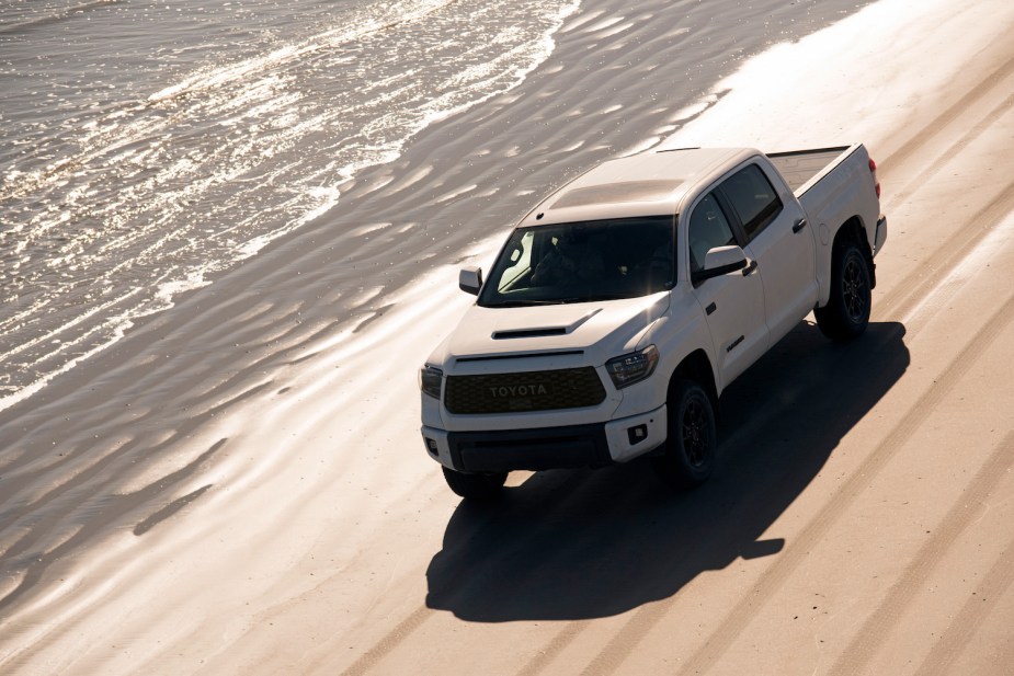 The 2019 Toyota Tundra driving on a beach
