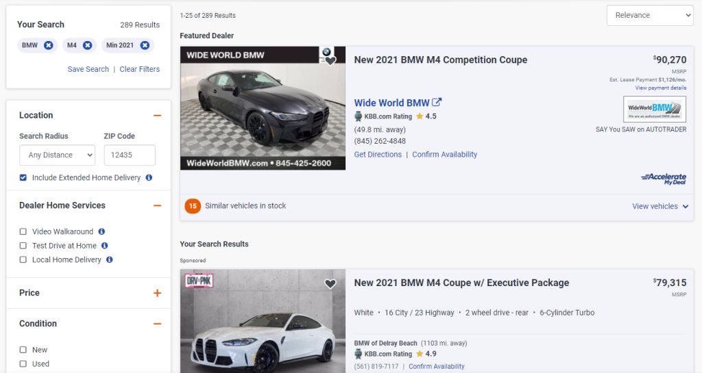 2021 BMW M4 inventory 3-15-21