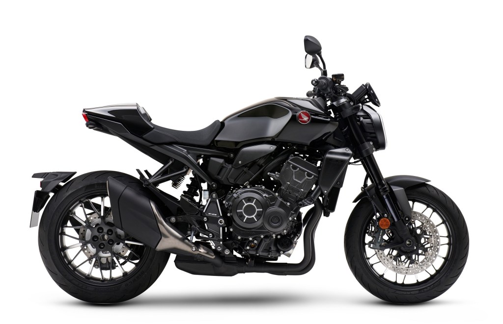 The side view of the black 2021 Honda CB1000R Black Edition