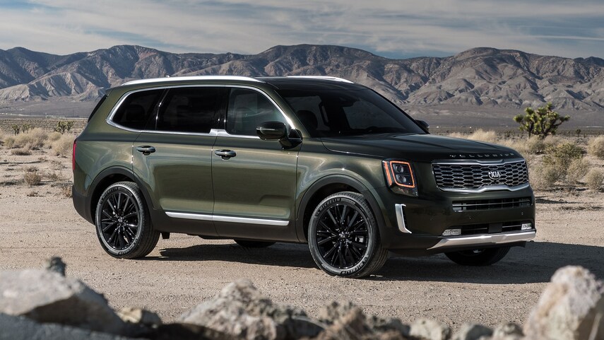 The 2021 Kia Telluride parked in dirt