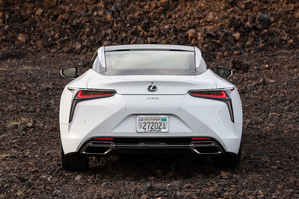 the back end of a white lexus lc 500
