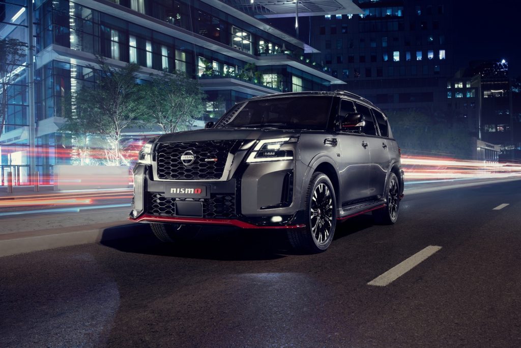 An image of a 2021 Nissan Patrol Nismo out on the road.