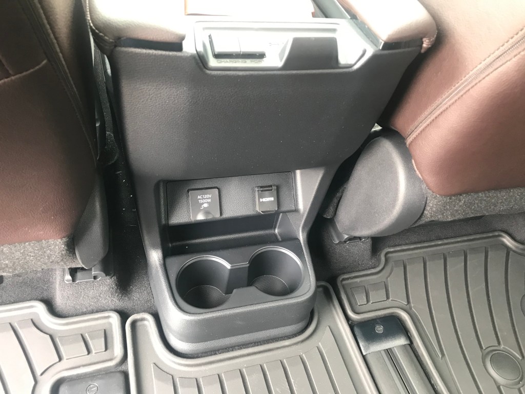 2021 Toyota Sienna second-row console area 