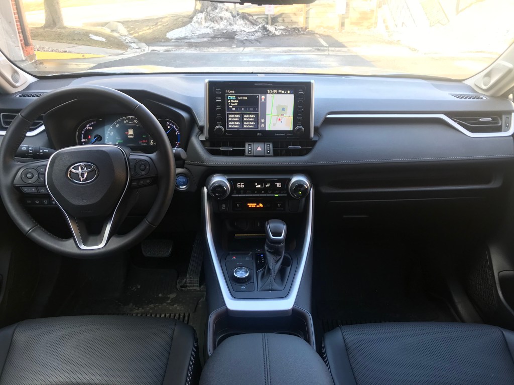 An interior shot of the 2021 Toyota RAV4 Hybrid 