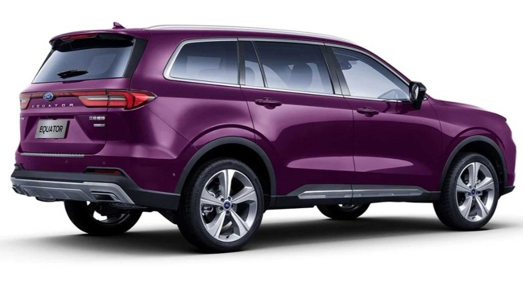 rear 3/4 view of purple 2021 Ford Equator