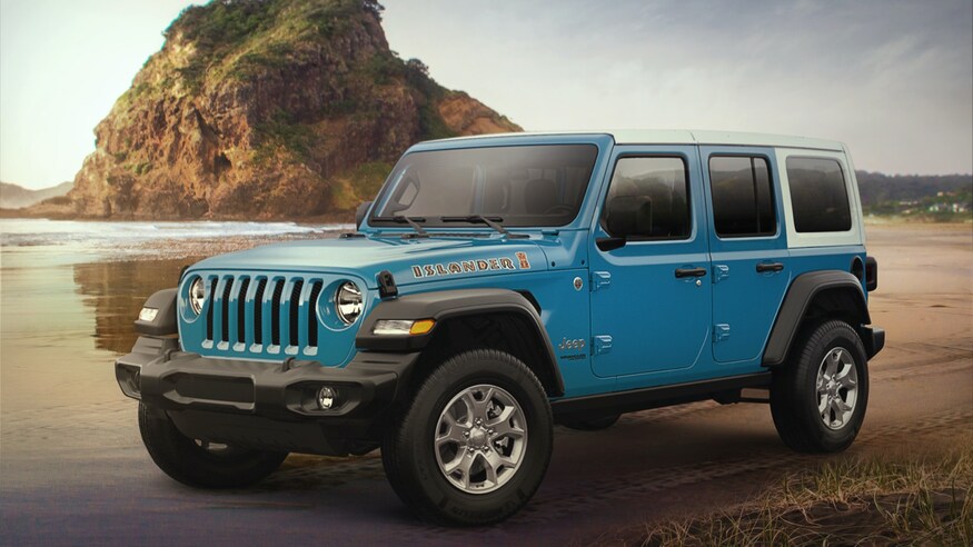 2021 Jeep Wrangler Islander Edition parked in sand 