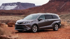 a 2021 Toyota Sienna Platinum parked out in the desert