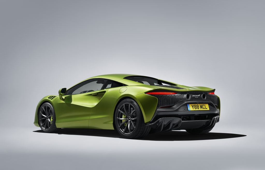 Concept art of a lime green 2023 McLaren Artura
