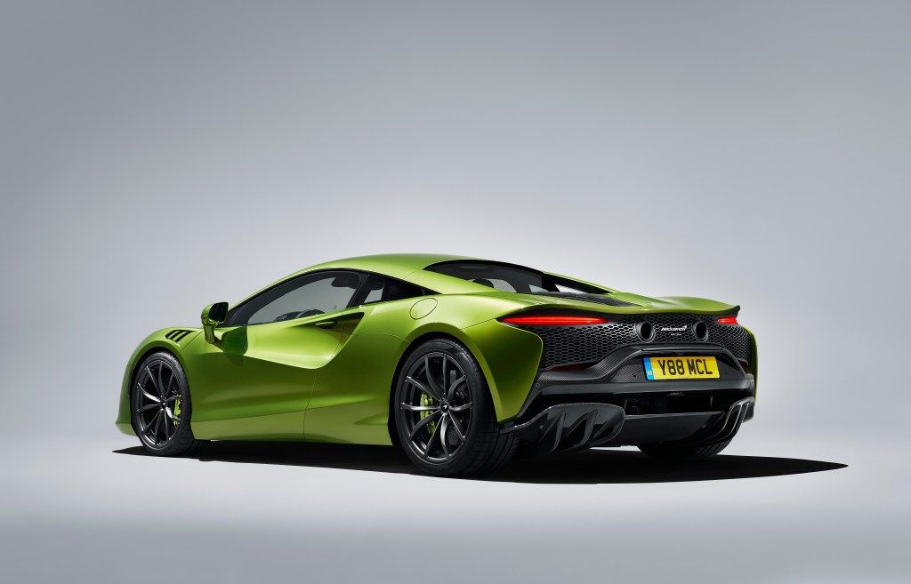 Concept art of a lime green 2023 McLaren Artura