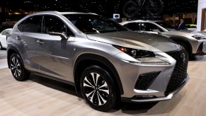 A silver Lexus NX sits on display at the Annual Chicago Auto Show