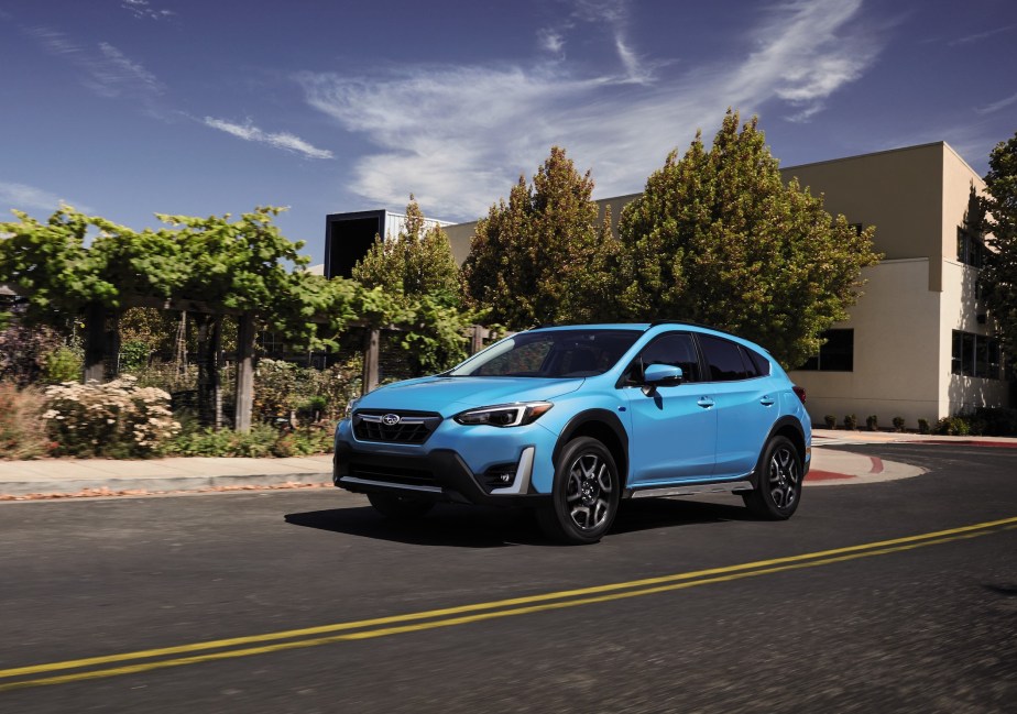2021 Subaru Crosstrek in Blue which scored and 89/100 on Consumer Reports