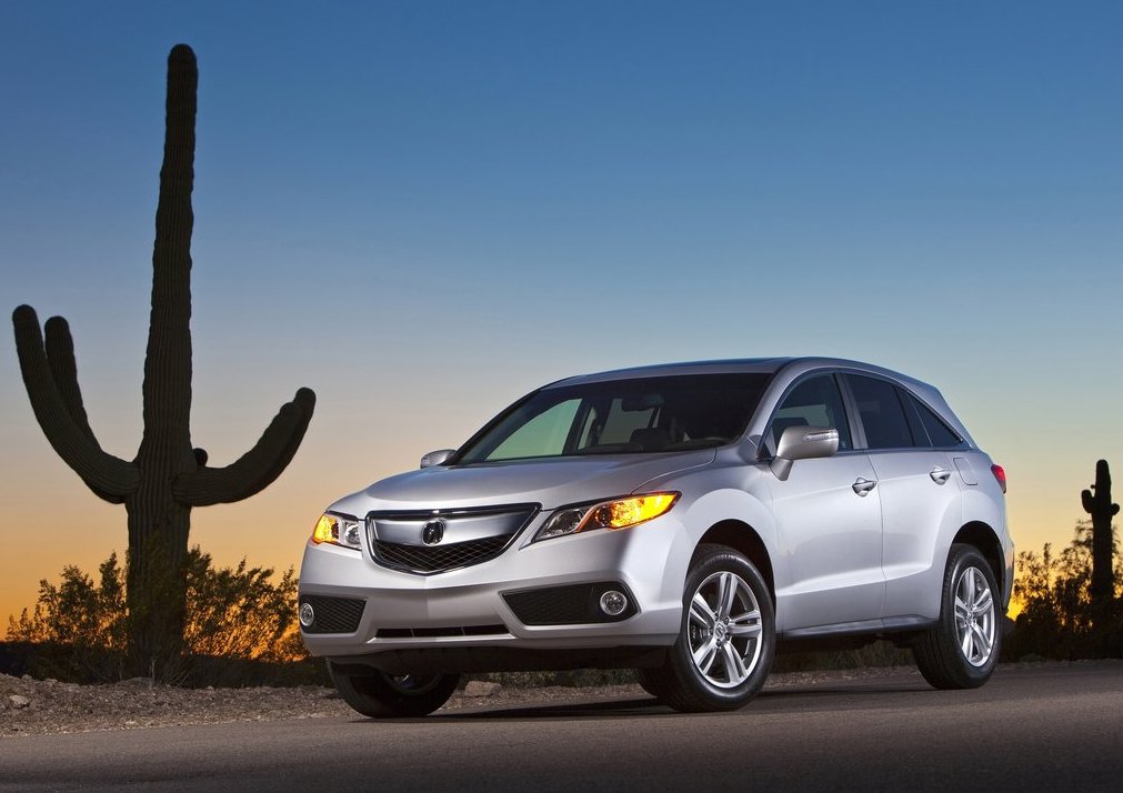 a shot of the 2013 Acura RDX in silver posing next to a cactus