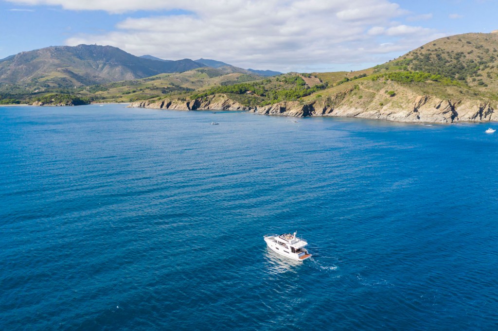 Aerial view of a boat on the water