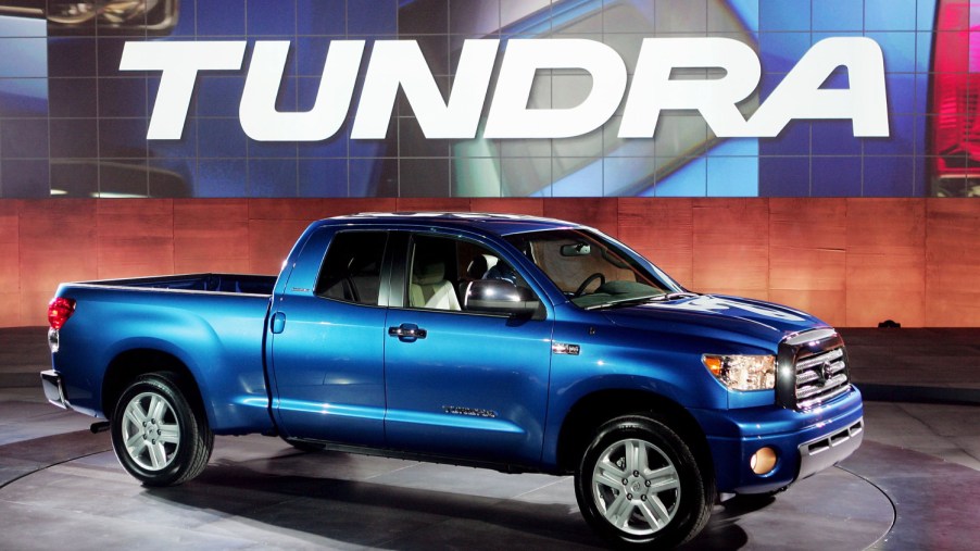 A 2006 Toyota Tundra sits on display at the Chicago Auto Show