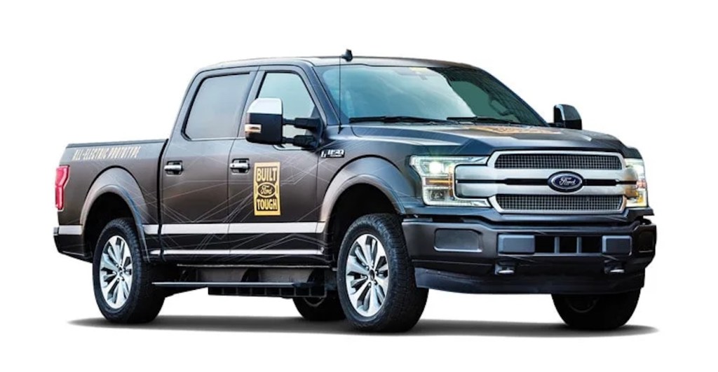 2023 Ford F-150 EV prototype against a white backgroud
