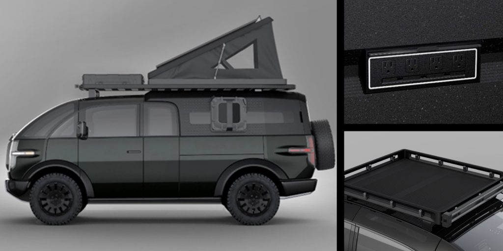Canoo pickup truck with camper