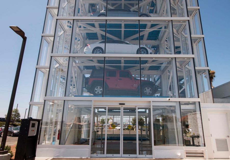 Gettacar's main competitors are CarMax and Carvana. Seen here is one of Carvana's eight-story car vending machines.