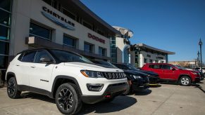 FCA vehicles are seen at a dealership in Glenview, Illinois, the United States, on March 3, 2021. Fiat Chrysler Automobiles NV FCA raked in 29 million U.S. dollars in net income in 2020