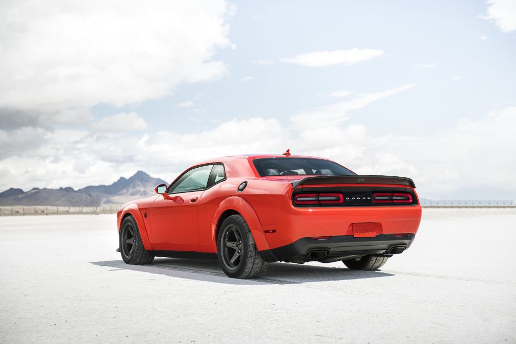 An image of a Dodge Challenger Hellcat outdoors.
