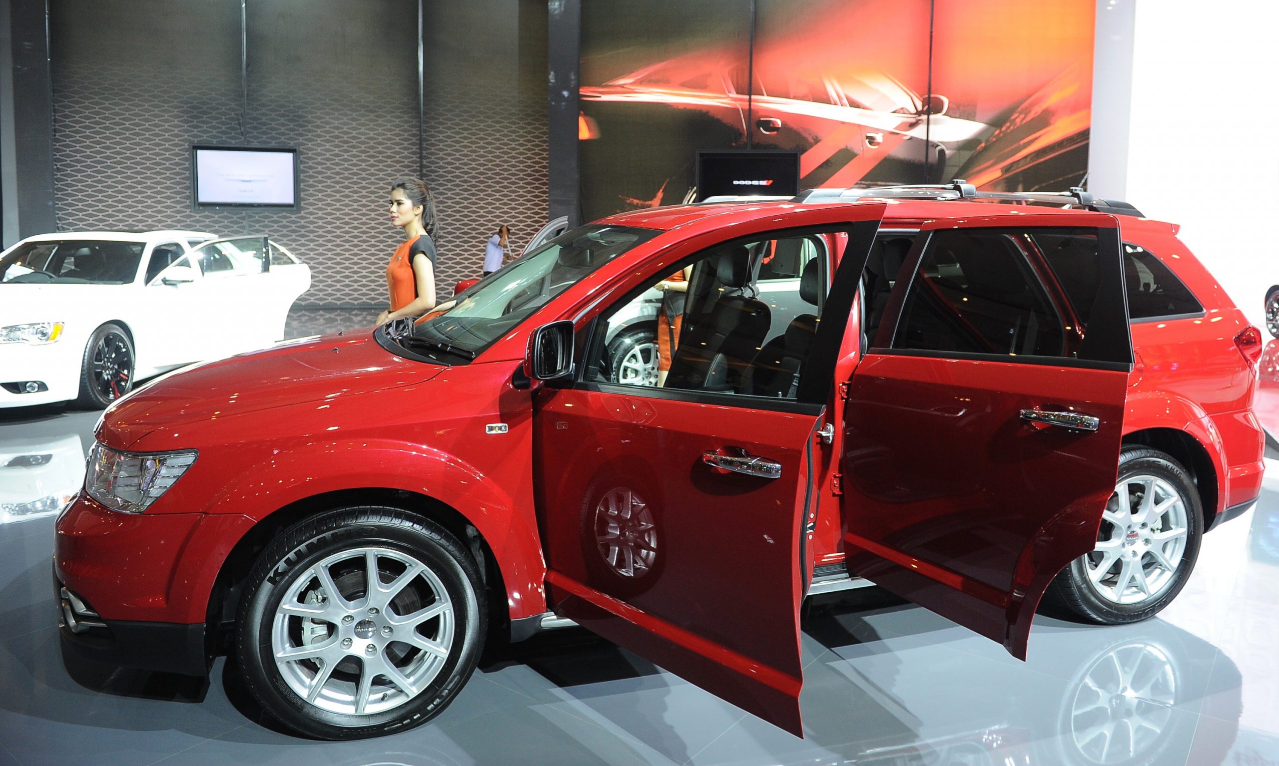 A Dodge Journey is displayed in The 23rd Indonesia International Motor Show