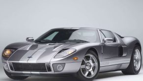 An image of a Ford GT parked inside of a studio.