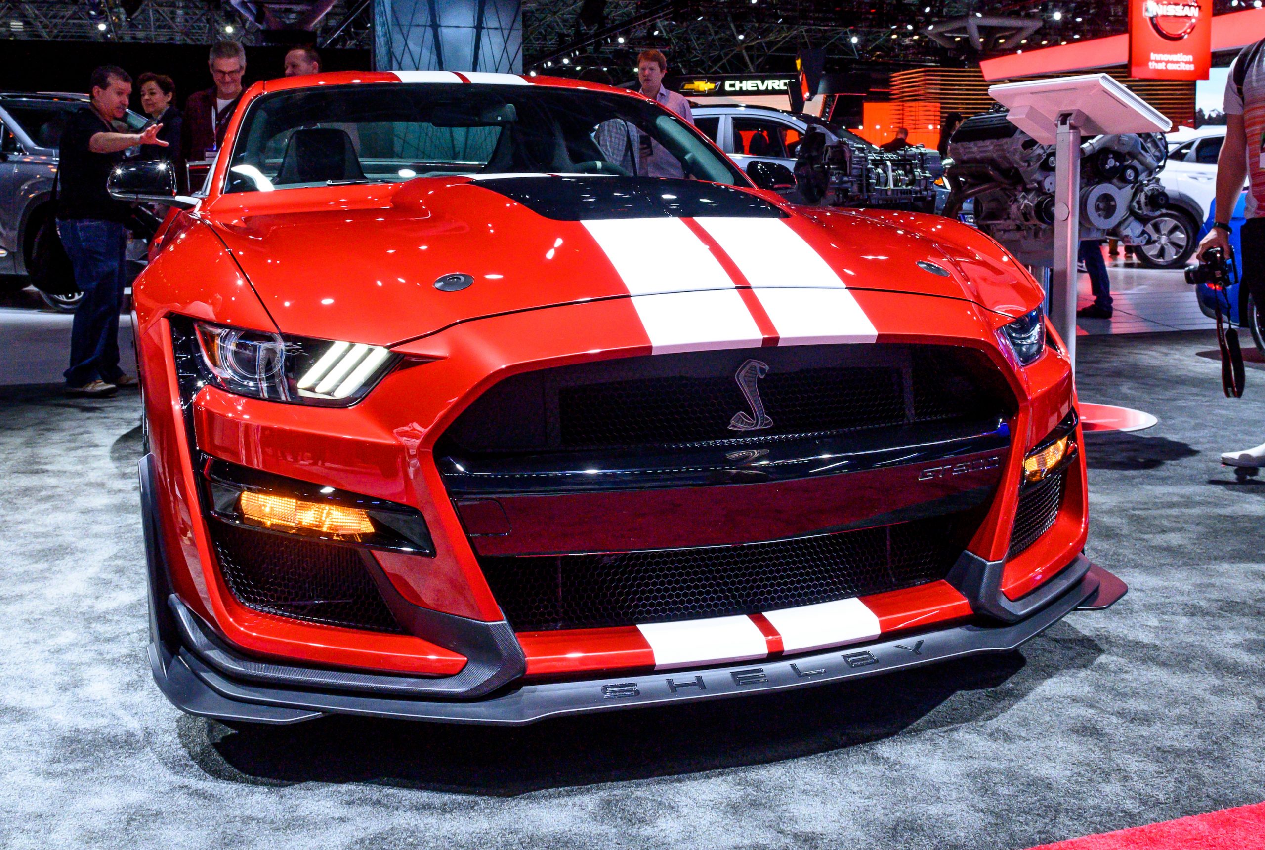 Ford Mustang Shelby GT500 seen at the New York International Auto Show at the Jacob K. Javits Convention Center in New York