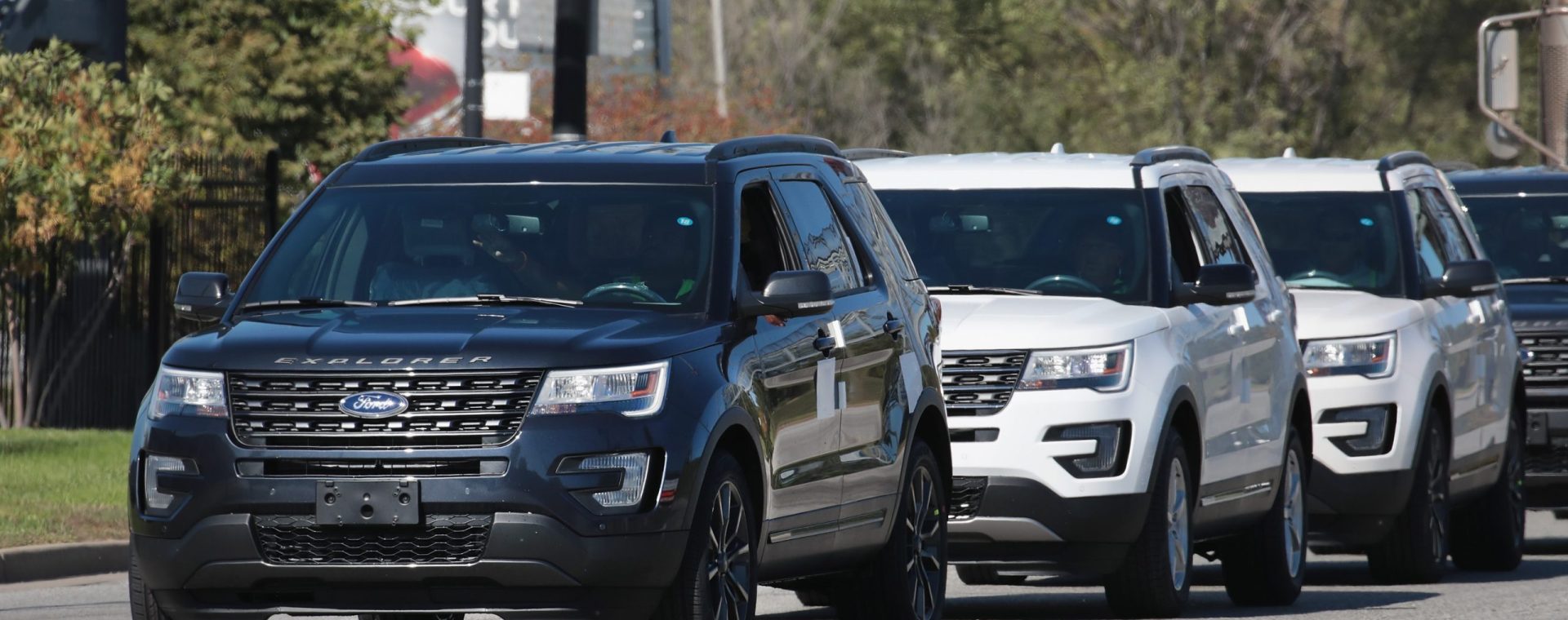 Ford SUV leaving the factory