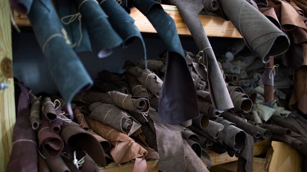 Ford finds $100k worth of leather in the basement of an old factory. This is one shelf of the stuff