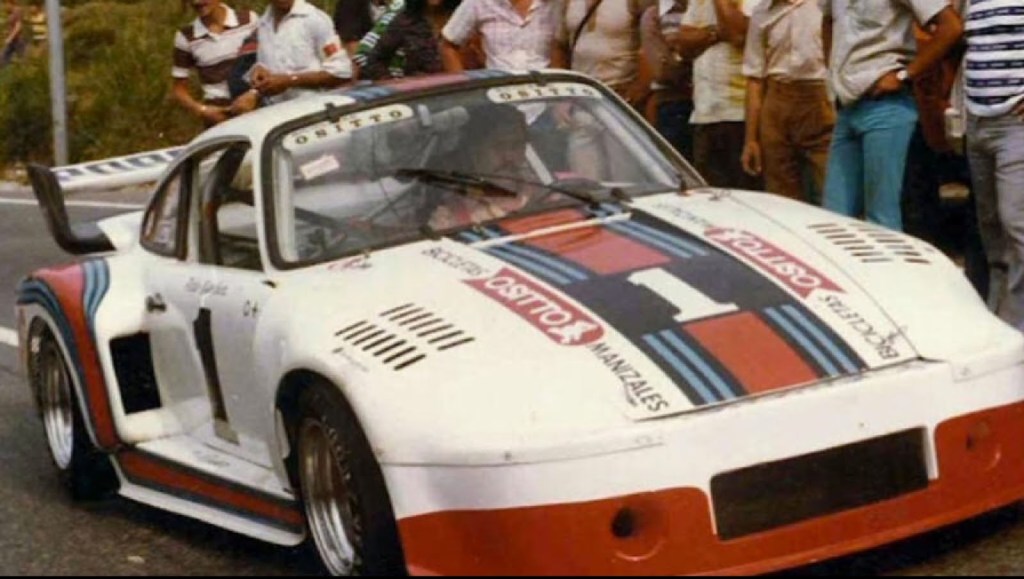 An image of Pablo Escobar racing in his Porsche 911.