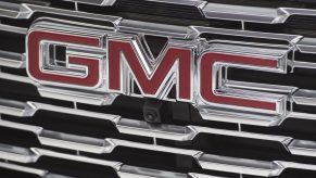 The GMC logo is seen during the 2017 North American International Auto Show in Detroit, Michigan