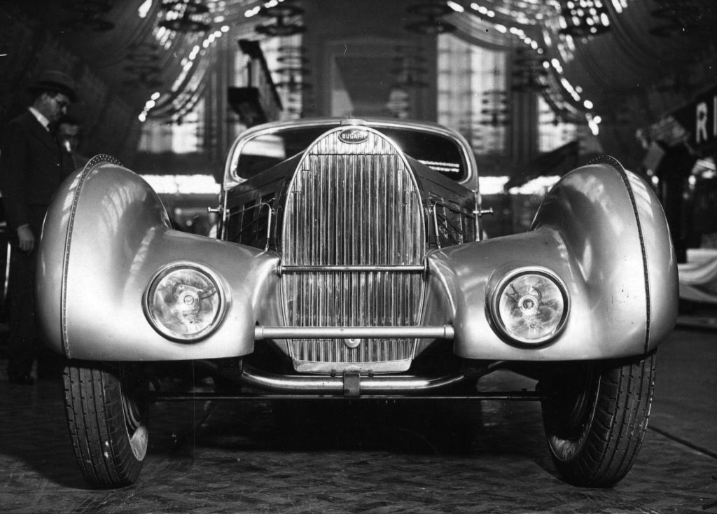 An image of a Bugatti Aerolithe back in the 1930s.