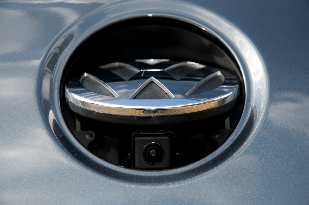 An image of a physical backup camera on a car.