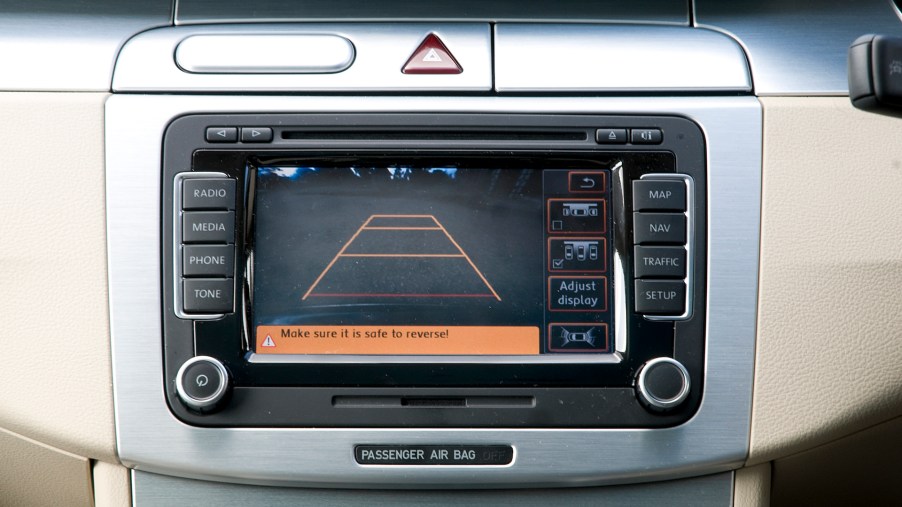 An image of a screen showing a backup camera.