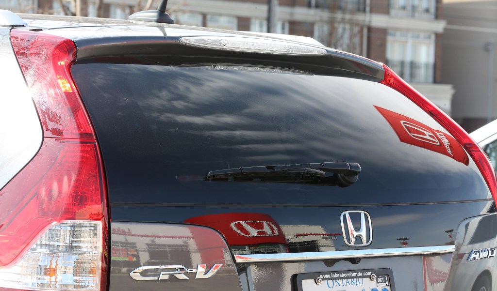The back of a Honda CR-V seen at a dealership