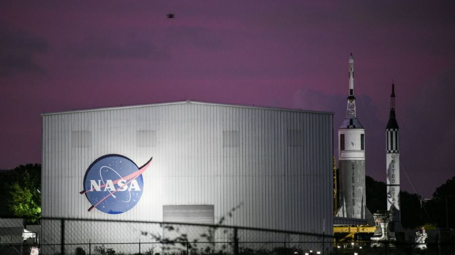 NASA logo visible on the wall of the Houston Space Center
