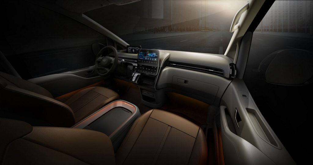 black 2022 Hyundai Staria minivan interior