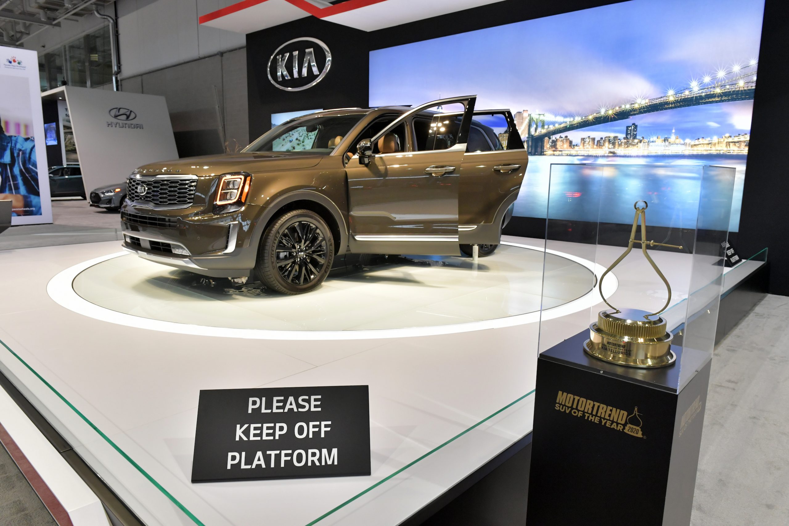 The Kia Telluride is seen at the 2020 New England Auto Show Press Preview at Boston Convention & Exhibition Center