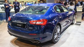 Maserati Ghibli luxury performance sedan on display at Brussels Expo