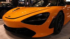 A McLaren 720S Spider on display at an auto show